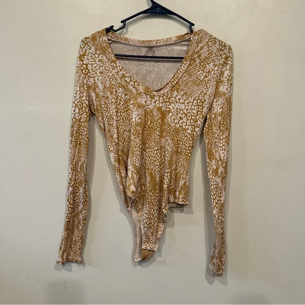 Free People X Revolve Gotcha bodysuit in Maize Intimately Free animal print